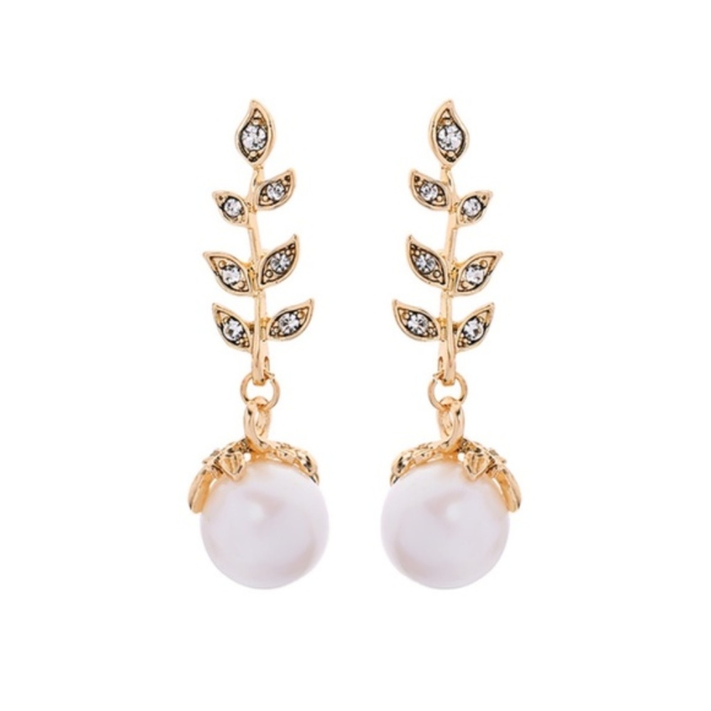 New Crystal Leaf Drop Earrings